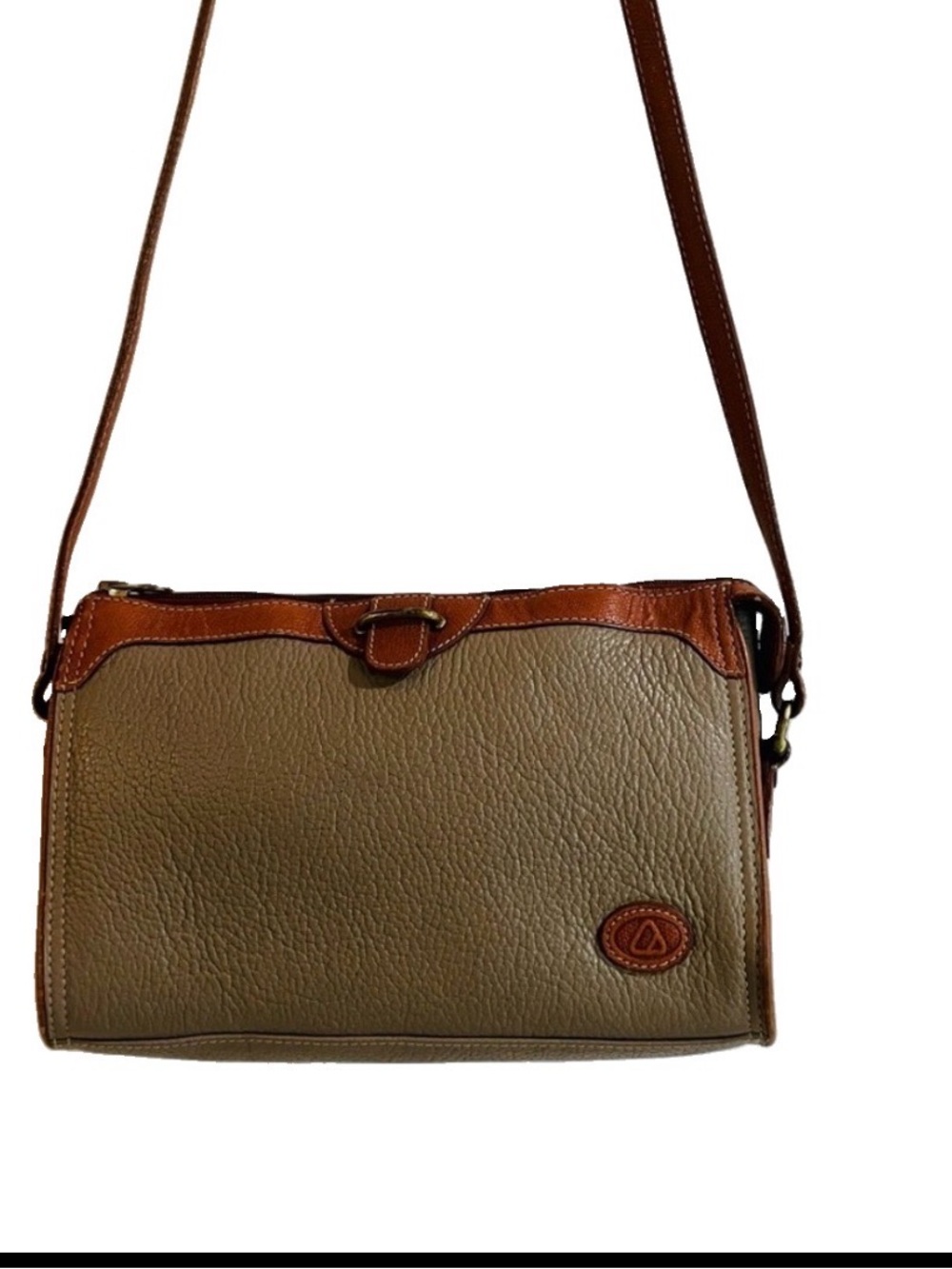 Vintage 90s Liz Claiborne Pebble Leather Crossbody Preppy Tan Colorway, Stylish